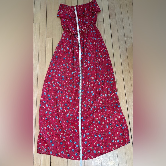 Ripe Strapless Red Floral Maxi Dress Size Small - Picture 8 of 9